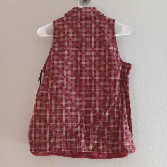 W By Worth Button Up Shirt Women's 2 Rust Plaid Sleeveless Reversible Blouse New - Picture 3 of 8